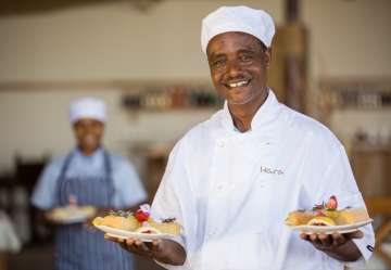 Our chef serves up lunch at the lodge